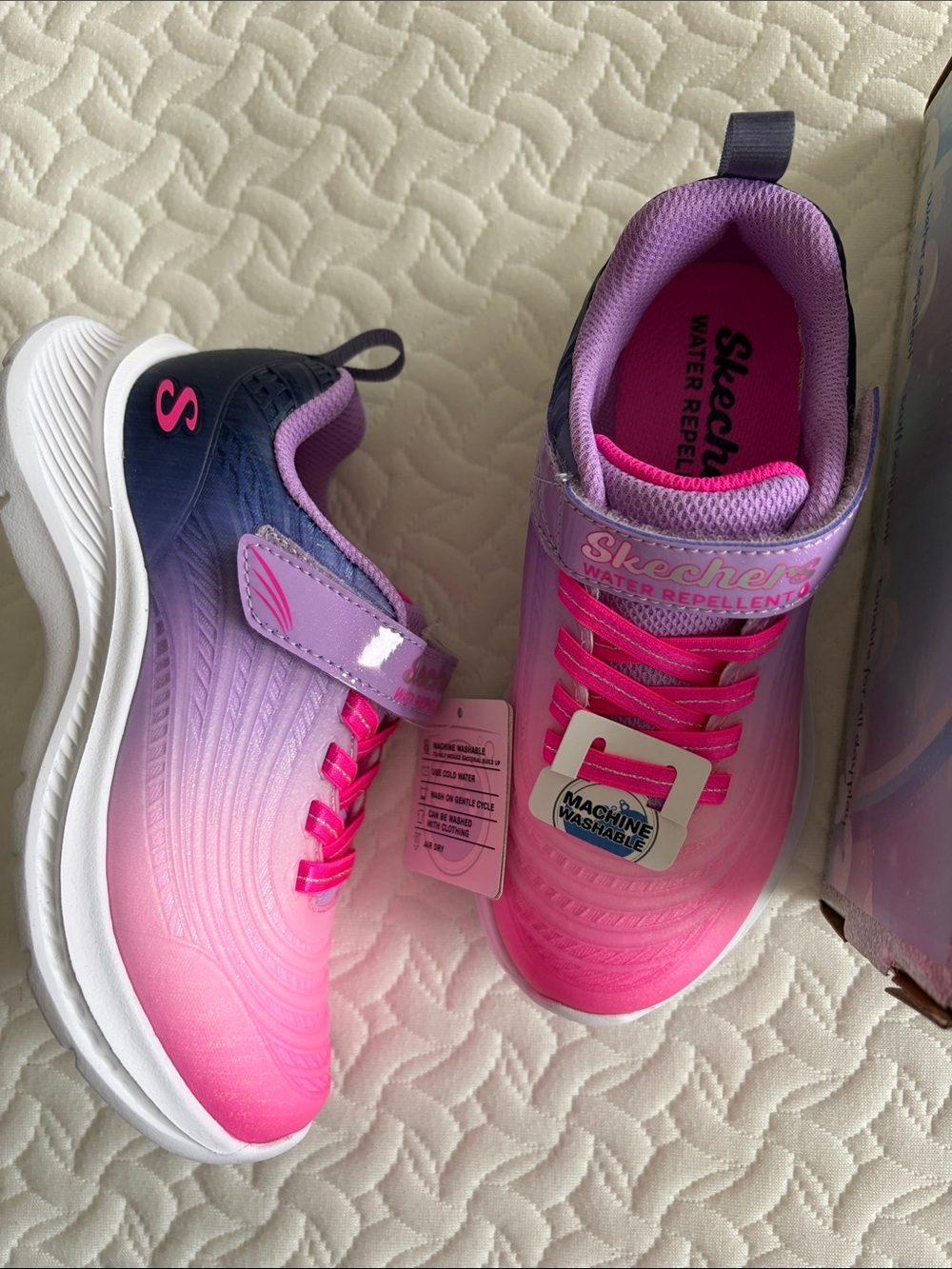 Skechers Kids Pink to Purple Gradient Slip-On Sneakers